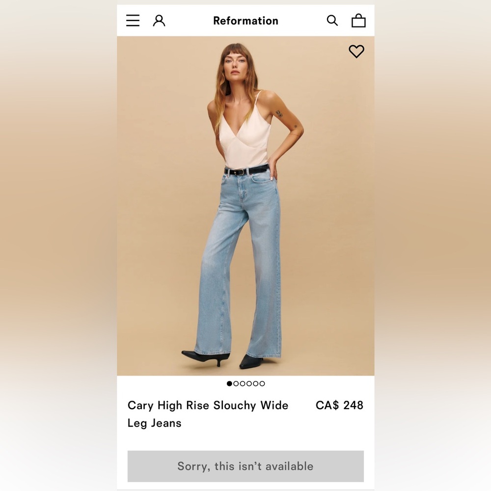 Reformation Cary High Rise Wide Leg Jeans in Light Blue
